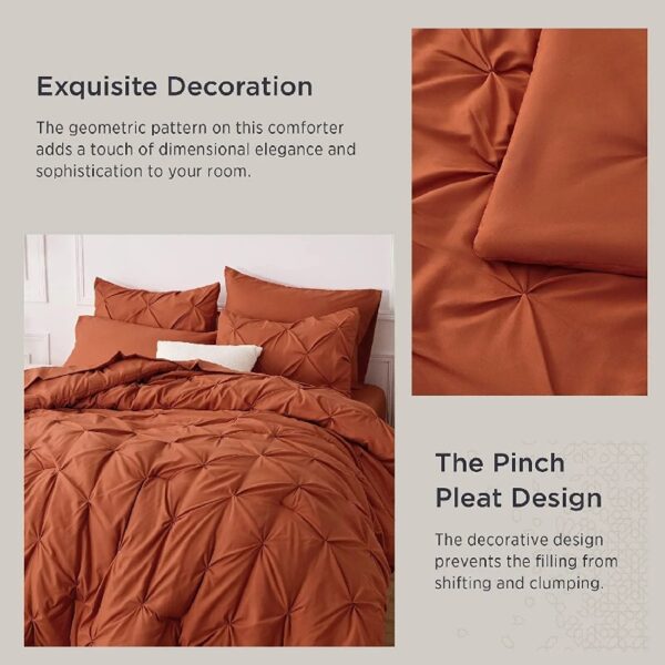 Dorm Bedding Twin Comforter Set - 5 Pieces Pintuck Bed in A Bag with Comforters, Sheets, Pillowcases & Shams