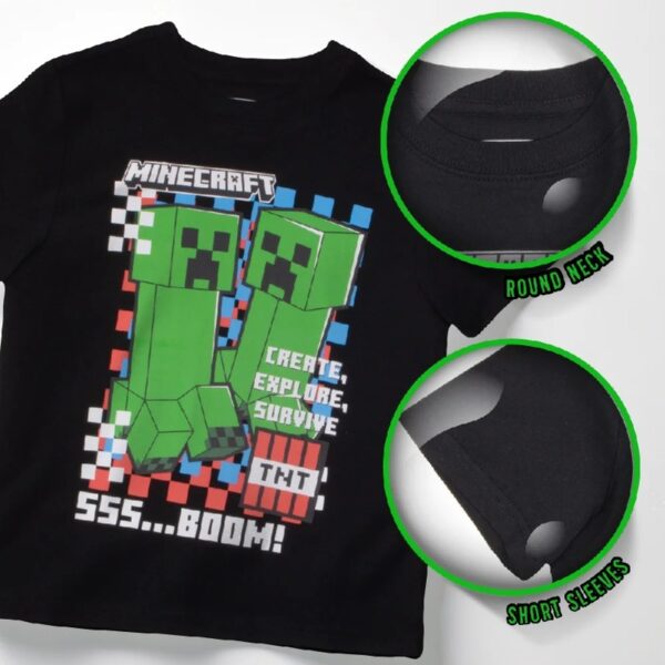 Creeper Boys 3-Piece Set - Short Sleeve Graphic T-Shirt, Shorts & Socks - Complete Summer Outfit for Kids (Sizes 4-16)