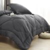 8 PCS Modern Comforter Set with Sheets All Season Bed in a Bag, Black, Queen Size