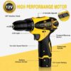 Cordless Drill Set, 12V Power Drill Set Electric Screwdriver Driver Tool Kit for Women, 3/8