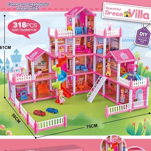 Dollhouse 16 Room Play House with Furniture and Light Toys for Ages 3+