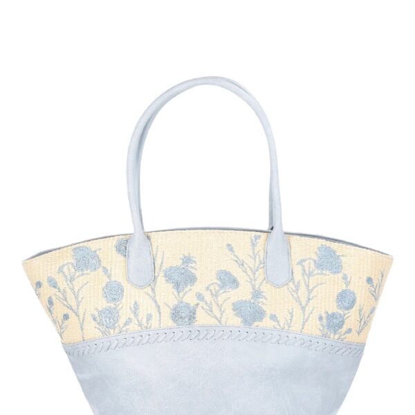 The Pioneer Woman Raffia Tote Bag with Floral Embroidery, Ivory, Women's