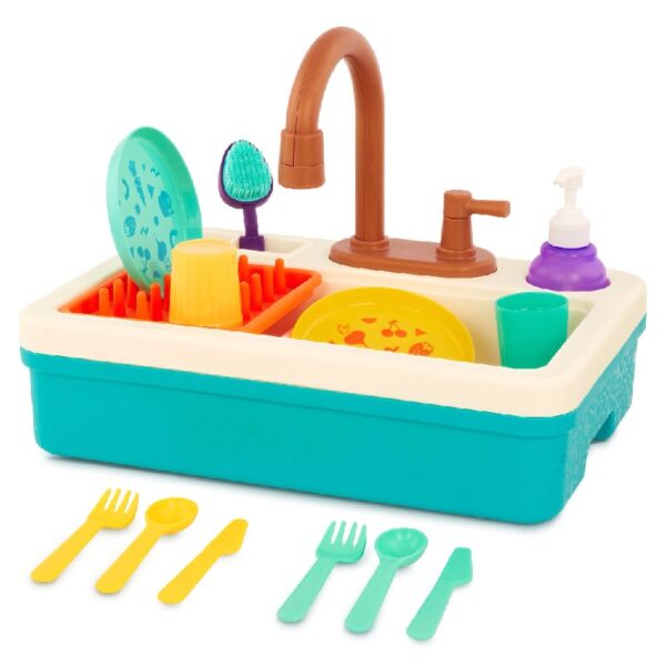 Splash & Sparkle Sink Plastic Real Faucet and Magic Dishes, Toddler and Preschool Toys