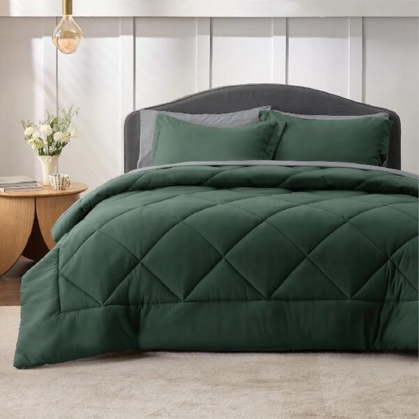 Light Purple Queen Comforter Set - 7 Pieces Reversible Queen Bed in a Bag, Queen Bed Set Light Purple and Grey with Comforters, Sheets, Pillowcases & Shams