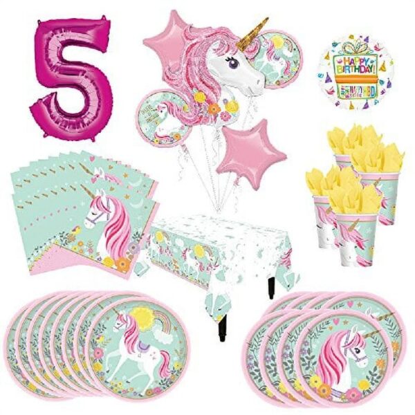 Mayflower Products Magical Unicorn Party Supplies 8 Guests 1st Birthday Balloon Bouquet Decorations