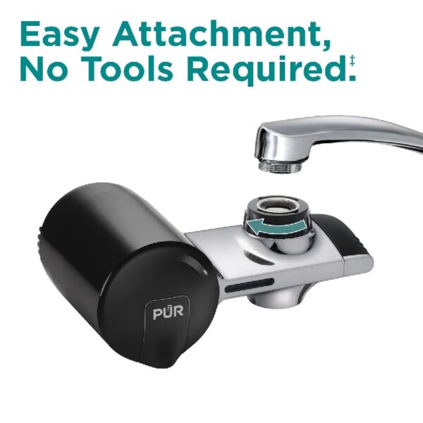 PLUS Faucet Mount Water Filtration System, Horizontal, Black/Chrome, PFM200B