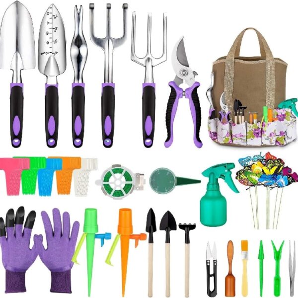 Heavy Duty Gardening Tools - 83-Piece Gardening Gifts for Women, Mom, Men - Durable, Ergonomic Garden Tool Set