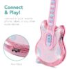 19in Kids Flash Guitar, Pretend Play Musical Instrument Toy for Toddlers w/ Mic, Stand - Navy