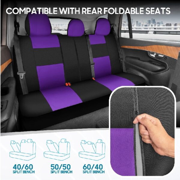 PolyPro Car Seat Covers Full Set in Charcoal on Black – Front and Rear Split Bench for Cars, Easy to Install Cover Set, Accessories Auto Trucks Van SUV