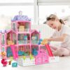Girls Dollhouse with Slide, Pink, 16.7''