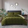 Light Weight Down Alternative Comforter Set, Queen, Green, Reversible
