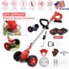 24V Black Electric Weed Eater Lawn Edger Cordless Grass String Trimmer Cutter + 2 Batteries & 3 Types Blades