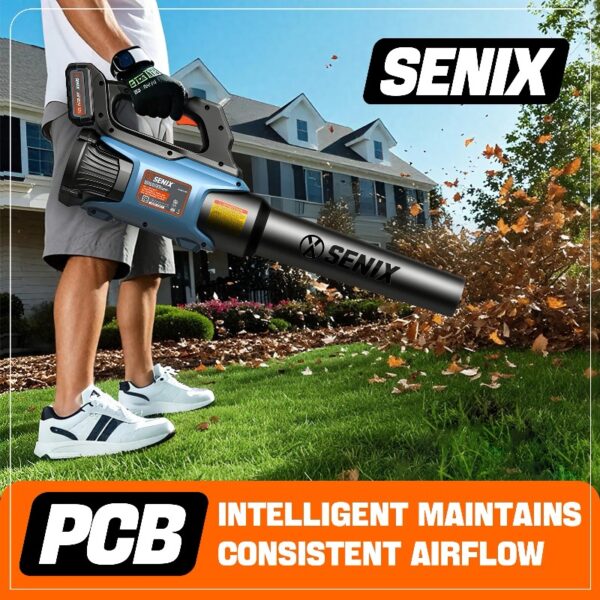 SENIX 20 Volt Max* Cordless Leaf Blower, Up to 350 CFM and 80 MPH, Variable Speed, Lightweight, (Tool Only) BLAX2-M-0