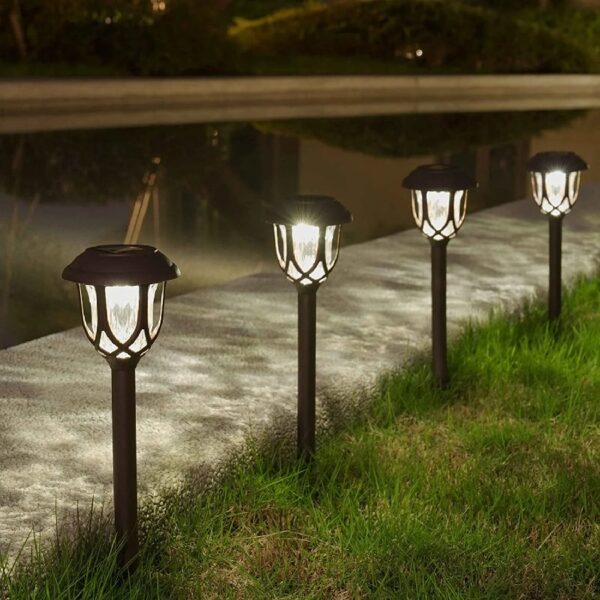 10 Pack Solar Lights Outdoor Decorative, Solar Pathway Lights Outdoor, Solar Powered Garden Yard Lights for Walkway Sidewalk Driveway. (Brown, Cool White)