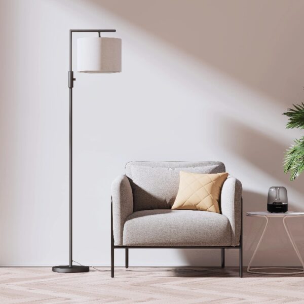 Iron Modern Standing Lamp, Gold Floor Lamp for Living Room, with Rotary Switch, Hanging Shade and 3 Color Temperatures 9W Bulb for Bedroom, Study Room, Office