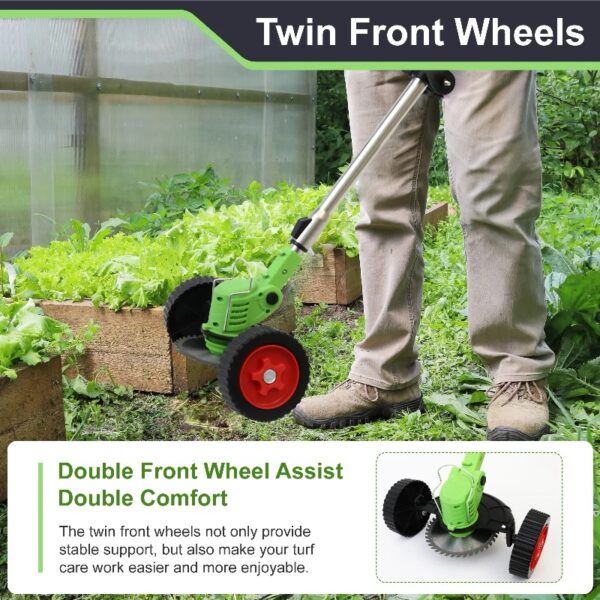 Cordless Weed Eaters, Battery Operated Weed Wacker, Weed Trimmer with 2 Batteries, Electric Grass Trimmer, Electric Edger for Lawns, 24V 650W Grass Cutting Machine, Green