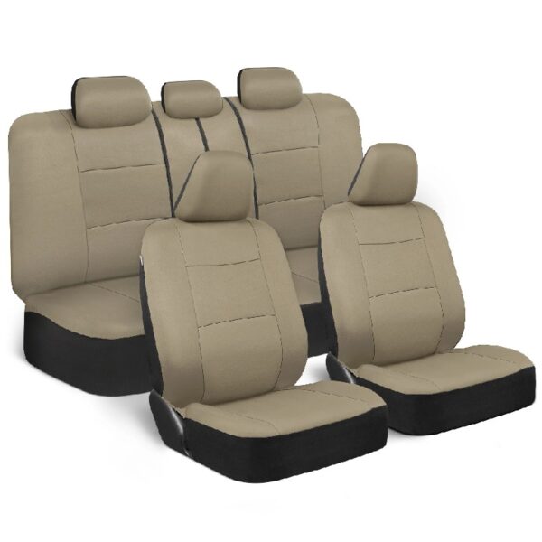PolyPro Car Seat Covers Full Set in Charcoal on Black – Front and Rear Split Bench for Cars, Easy to Install Cover Set, Accessories Auto Trucks Van SUV