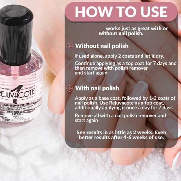 Cosmetics Rejuvacote 1 Nail Growth System - Original Maximum Strength Formula - Nail Strengthener and Nail Growth - Base and Top Coat - Pack of 3-0.45 fl. oz.