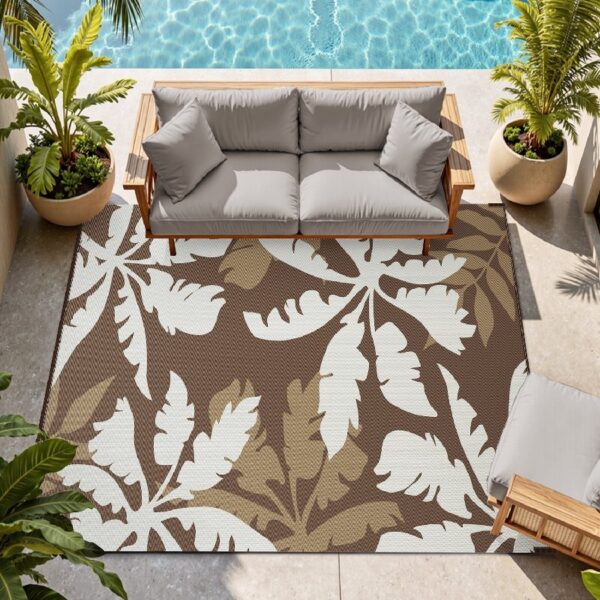 Outdoor Rug Carpet 5'x8' Waterproof Reversible Patio Rug Portable Indoor Outdoor Rug Plastic Straw Rug for Beach RV Camping Garden Picnic Deck Backyard Porch Decor Black