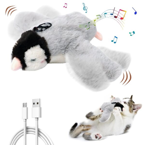 Risehigh Cat Toys for Indoor Cats Interactive Flapping Chirping Bird Kitten Toy Touch Activated Rechargeable Automatic with Catnip