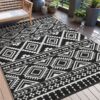 Outdoor Rug Carpet 6'x9' Waterproof Reversible Patio Rug Portable Modern Abstract Indoor Outdoor Rug Plastic Straw Rug for RV Camping Garden Picnic Deck Backyard Porch Decor Gray and White