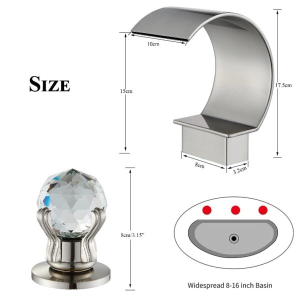 Widespread Bathroom Basin Faucet Crystal Handle Sink Mixer Tap Chrome Finish
