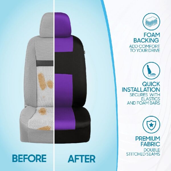 PolyPro Car Seat Covers Full Set in Charcoal on Black – Front and Rear Split Bench for Cars, Easy to Install Cover Set, Accessories Auto Trucks Van SUV