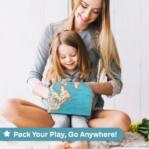 Jewelkeeper Paperboard Suitcases, Set of 3 Decorative Storage Boxes, Vintage Luggage for Birthdays, Weddings, World Map Design