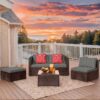 3 Pieces Patio Chairs Set with Glass-Top Coffee Table, Outdoor Bistro and Patio Furniture Set for Porch|Backyard|Balcony, Black