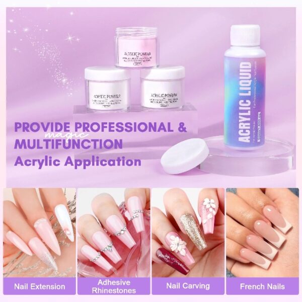 Acrylic Nail Kit Complete Set with Drill - White/Pink/Clear Acrylic Powder and Acrylic Liquid Set with Acrylic Nail Brush, Electric Nail Drill, Acid-Free Primer and Top Coat with Everything