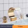 Widespread Bathroom Basin Faucet Crystal Handle Sink Mixer Tap Chrome Finish