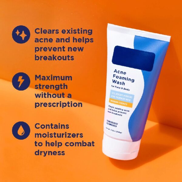 (3 pack) Foaming Acne Wash, 10% Benzoyl Peroxide, Maximum Strength - 5.5 oz