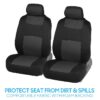 PolyPro Car Seat Covers Full Set in Charcoal on Black – Front and Rear Split Bench for Cars, Easy to Install Cover Set, Accessories Auto Trucks Van SUV
