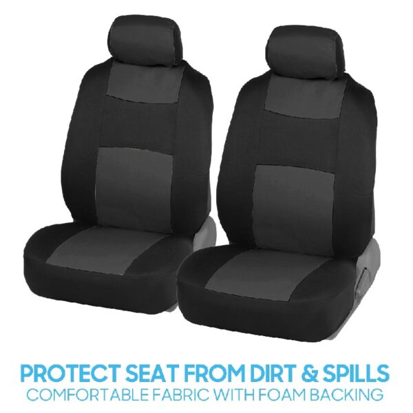 PolyPro Car Seat Covers Full Set in Charcoal on Black – Front and Rear Split Bench for Cars, Easy to Install Cover Set, Accessories Auto Trucks Van SUV