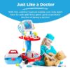 Play Doctor Kit for Kids, Pretend Medical Station Set with Carrying Case, Mobile Cart - Blue