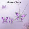 Purple Butterfly Jewelry Amethyst February Birthstone Jewelry Set Fine Necklace/Earrings 925 Sterling Silver Women Birthday Mother's Day Gifts