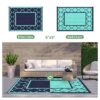 Outdoor Rugs Waterproof Plastic Straw Mat 6'x9' Reversible Patio Deck Beach Blue & White