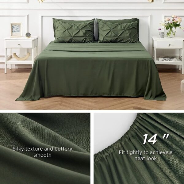 Dorm Bedding Twin Comforter Set - 5 Pieces Pintuck Bed in A Bag with Comforters, Sheets, Pillowcases & Shams