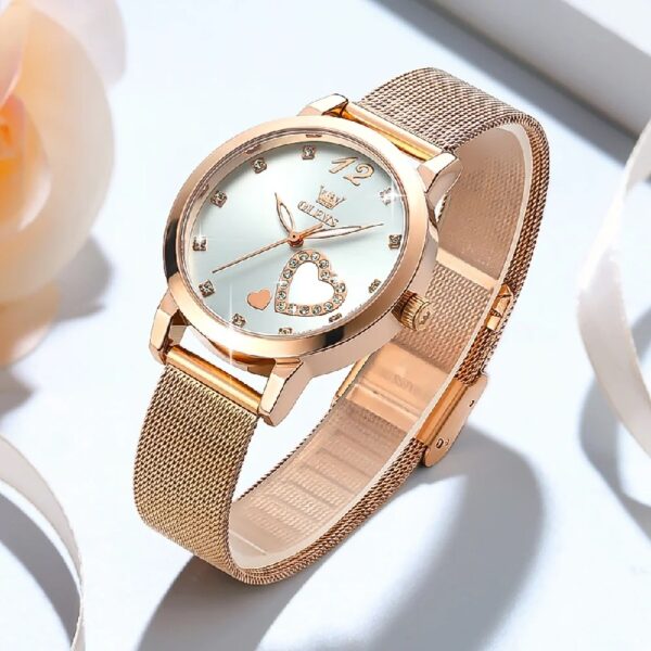Women Watch Fashion Rose Gold Diamond Analog Quartz Female Watch for Women Luxury Dress Ladies Stainless Steel Luminous Waterproof Date Wrist Watches Green Dial