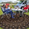 Outdoor Rugs 5' x 8' Rug, Waterproof Patio Mat, Stylish Plastic Straw Reversible Area Rug for Picnic RV Camping Porch Balcony, Black and White