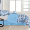 Lux Decor Collection 5 Piece Queen Down Alternative Comforter Set, Washable Duvet Bedding Set - Quatrefoil Navy