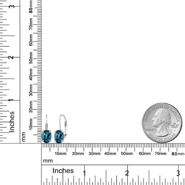Gem Stone King 925 Sterling Silver Oval Cabochon White Simulated Opal Earrings for Women (2.10 Cttw, Oval 8X6MM)