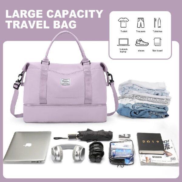 577d85375ed1411b859ab32d0176b13d Weekender Bags for Women, Travel Duffel Bags with Shoe Compartment,Personal Item Travel Bag for Airlines, Carry on Overnight Tote Bag for women,Beige&Brown