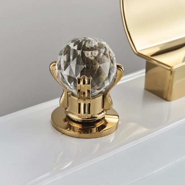 Widespread Bathroom Basin Faucet Crystal Handle Sink Mixer Tap Chrome Finish