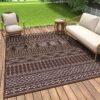 Outdoor Rug 6'x9' Waterproof Patio Rug Reversible Indoor Outdoor Rug Lightweight Plastic Straw Rug for RV Camping Deck Balcony Boho Porch Decor Dark Grey and White