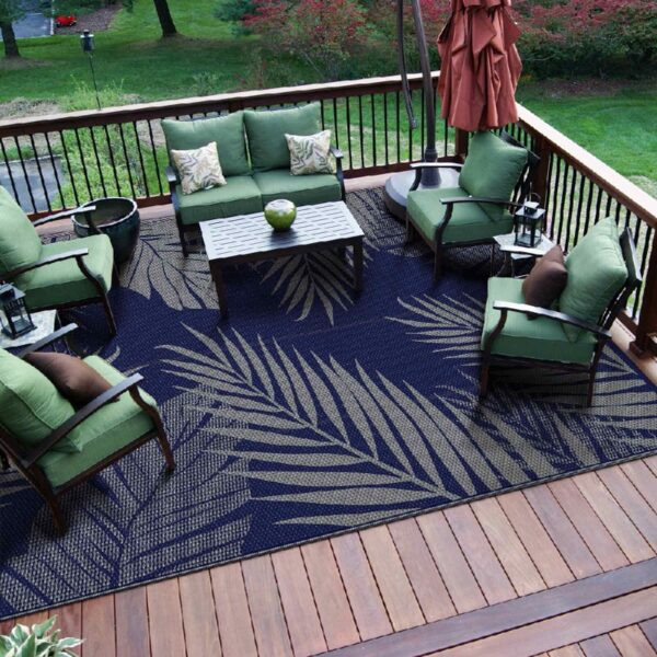 6'x9' Outdoor Rugs Patio Waterproof Outside Mat Reversible Plastic Camping Carpet,Black & Brown
