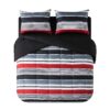 7 Piece Reversible Bed in a Bag Comforter Set with Sheets, Black, Queen
