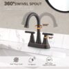 Bathroom Faucets 4 Inch Matte Black Bathroom Sink Faucet, Stainless Steel Lead-Free 2-Handle Centerset Faucet with Pop-up Drain and 2 Supply Hoses Fits 2 or 3-hole Sink