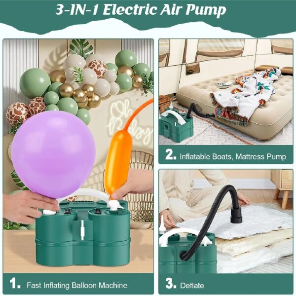 Electric Balloon Pump, Portable Electric Balloon Blower Machine Balloon Air Pump Dual Nozzle 110V 600W Balloon Inflator for Party Decorations