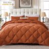 3 Pieces Bed in a Bag Comforter Set Duvet Insert,Reversible,Red/Black,Full Size Comforter Set-200GSM
